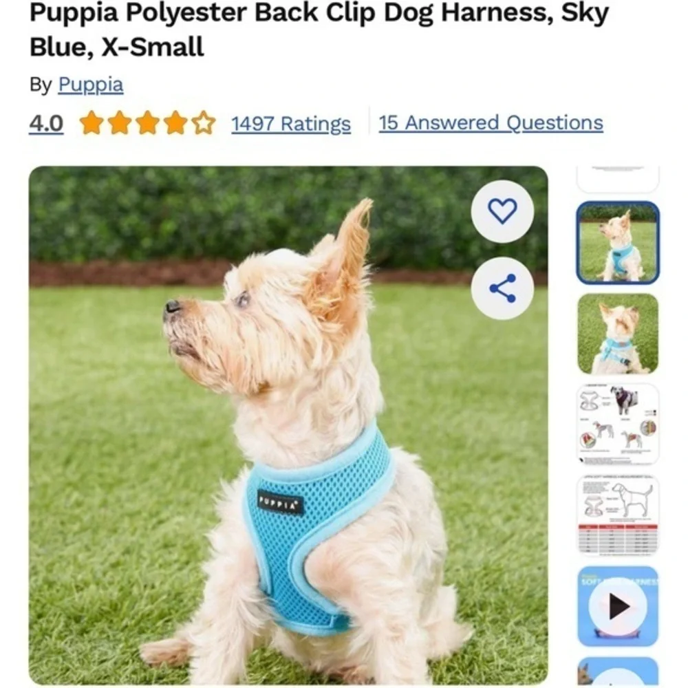 NWT Puppia Sky Blue Harness Size XS